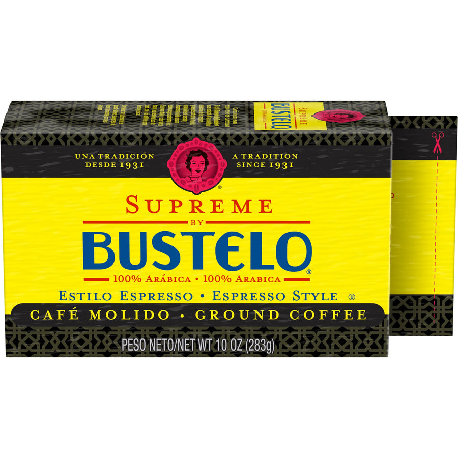 Supreme by Bustelo, Espresso Style Dark Roast, Ground Coffee Brick, 10 oz