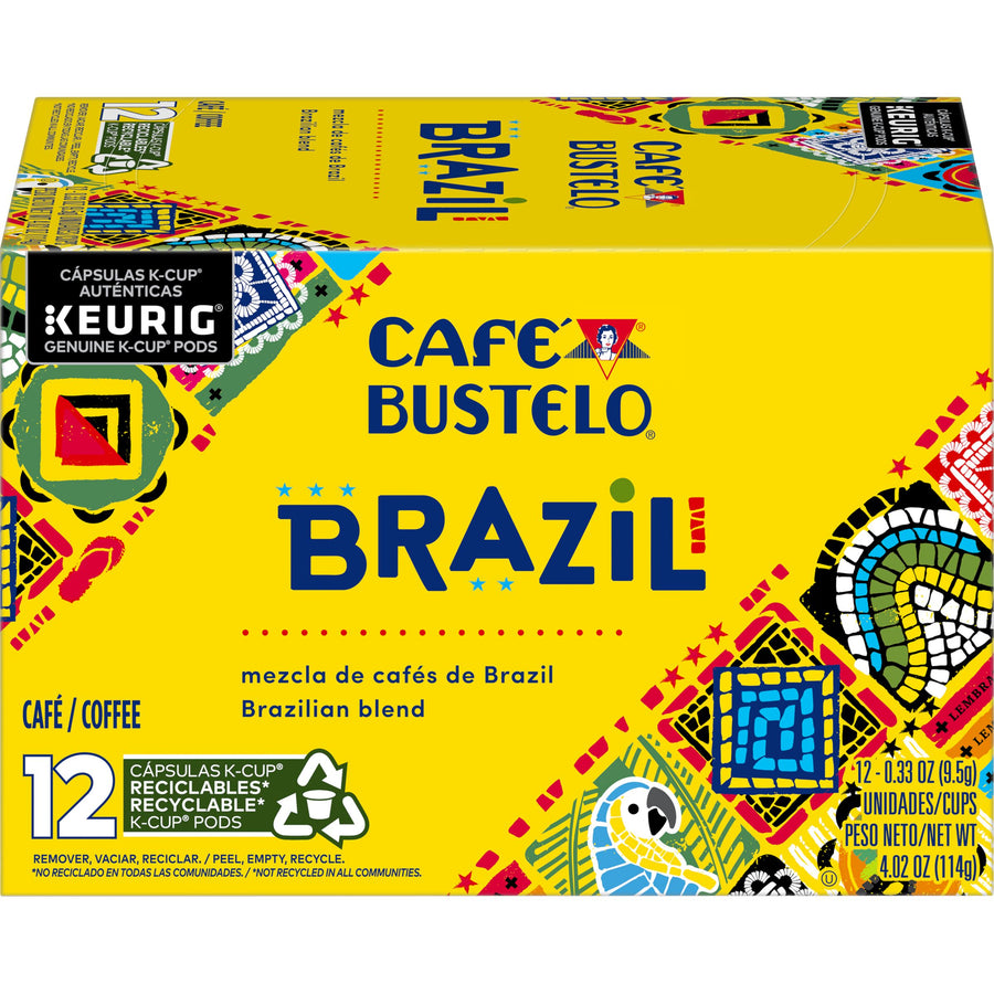 Cafe Bustelo Origins Brazil Dark Roast Coffee, K-Cup Pods, 12 Count